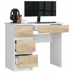 HUCOCO MIR - Bureau Informatique Style Moderne - 90x77x50 - 4 Tiroirs Spacieux - Sonoma -France Bureau Soldes 2022 45741071 2
