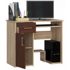 HUCOCO TORPE - Bureau Informatique Style Moderne - 90x74x50 - 1 Porte+1 Tiroir - Wengé -France Bureau Soldes 2022 45741085 2