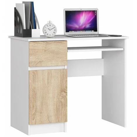 HUCOCO MOGO - Bureau Informatique Style Moderne - 90x77x50 - 1 Tiroir+1 Porte - Sonoma 3 HUCOCO MOGO - Bureau Informatique Style Moderne - 90x77x50 - 1 Tiroir+1 Porte - Sonoma