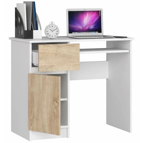 HUCOCO MOGO - Bureau Informatique Style Moderne - 90x77x50 - 1 Tiroir+1 Porte - Sonoma 4 HUCOCO MOGO - Bureau Informatique Style Moderne - 90x77x50 - 1 Tiroir+1 Porte - Sonoma – Image 2