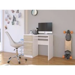 HUCOCO MOGO - Bureau Informatique Style Moderne - 90x77x50 - 1 Tiroir+1 Porte - Sonoma 7 HUCOCO MOGO - Bureau Informatique Style Moderne - 90x77x50 - 1 Tiroir+1 Porte - Sonoma -France Bureau Soldes 2022 45741088 3