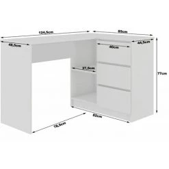 HUCOCO SUNDAR - Bureau D'angle Style Moderne - 124x77x85 - 3 Tiroirs+2 Tablettes - Wengé 7 HUCOCO SUNDAR - Bureau D'angle Style Moderne - 124x77x85 - 3 Tiroirs+2 Tablettes - Wengé -France Bureau Soldes 2022 45742207 3