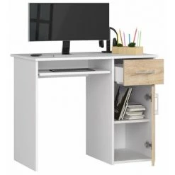 HUCOCO TORPE - Bureau Informatique Style Moderne - 90x74x50 - 1 Tiroir +1 Porte - Sonoma -France Bureau Soldes 2022 45742209 2