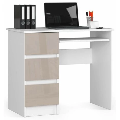 HUCOCO MIR - Bureau Informatique Style Moderne - 90x77x50 - 3 Tiroirs Spacieux - Beige 3 HUCOCO MIR - Bureau Informatique Style Moderne - 90x77x50 - 3 Tiroirs Spacieux - Beige