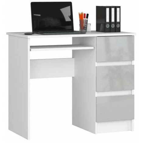HUCOCO MIR - Bureau Informatique Style Moderne - 90x77x50 - 3 Grands Tiroirs - Gris 3 HUCOCO MIR - Bureau Informatique Style Moderne - 90x77x50 - 3 Grands Tiroirs - Gris