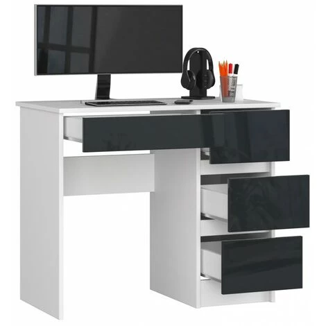 HUCOCO MIR - Bureau Informatique Style Moderne - 90x77x50 - 4 Tiroirs Pratiques - Gris 4 HUCOCO MIR - Bureau Informatique Style Moderne - 90x77x50 - 4 Tiroirs Pratiques - Gris – Image 2