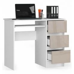 HUCOCO MIR - Bureau Informatique Style Moderne - 90x77x50 - 3 Grands Tiroirs - Beige -France Bureau Soldes 2022 45742338 2