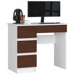 HUCOCO MIR - Bureau Informatique Style Moderne - 90x77x50 - 4 Tiroirs Pratiques - Wengé