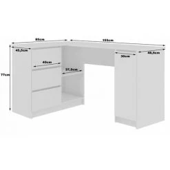 HUCOCO BALAUR - Bureau D'angle Style Moderne - 155x77x85 - 3 Tiroirs+1 Porte - Sonoma 7 HUCOCO BALAUR - Bureau D'angle Style Moderne - 155x77x85 - 3 Tiroirs+1 Porte - Sonoma -France Bureau Soldes 2022 45742341 3