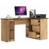 HUCOCO BALAUR - Bureau D'angle Style Moderne - 155x77x85 - 1 Porte+3 Tiroirs - Chêne