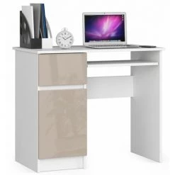 HUCOCO MOGO - Bureau Informatique Style Moderne - 90x77x50 - 1 Tiroir+1 Porte - Beige