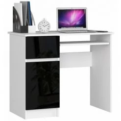 HUCOCO MOGO - Bureau Informatique Style Moderne - 90x77x50 - 1 Tiroir+1 Porte - Noir