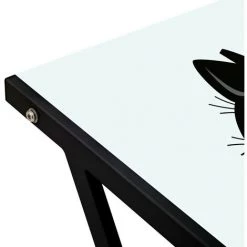 YESDEKO Bureau Verre Trempé Blanc 120x60cm Meow -France Bureau Soldes 2022 45752726 5