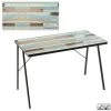 YESDEKO Bureau Verre Trempé Motif Bois 110x60cm Woods