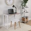 YESDEKO Bureau Pliable En Bois Et Métal Blanc 90x45xH74cm - Noa