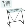 YESDEKO Bureau Verre Trempé Blanc 80cm Mappemonde