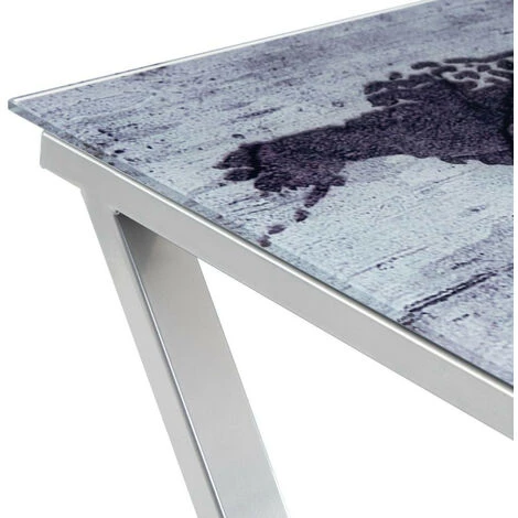 YESDEKO Bureau Verre Trempé Gris 110x60cm Mappemonde 4 YESDEKO Bureau Verre Trempé Gris 110x60cm Mappemonde – Image 2