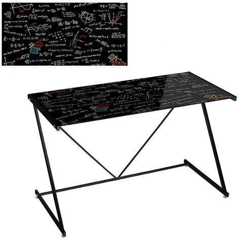 YESDEKO Bureau En Verre Trempé Ardoise Noir 120x60cm Math 3 YESDEKO Bureau En Verre Trempé Ardoise Noir 120x60cm Math