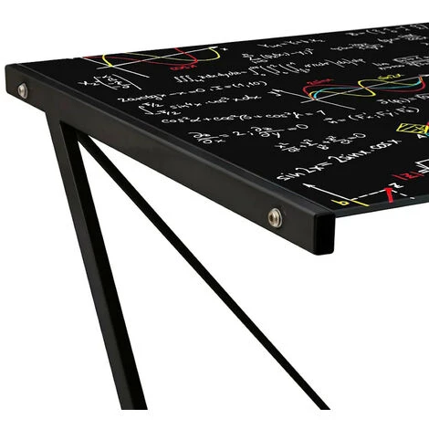 YESDEKO Bureau En Verre Trempé Ardoise Noir 120x60cm Math 5 YESDEKO Bureau En Verre Trempé Ardoise Noir 120x60cm Math – Image 3