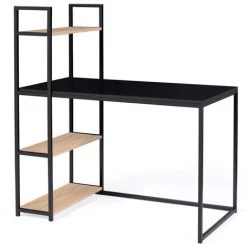 IDMARKET Bureau Bibliothèque BOSTON Bois Et Noir Design Industriel 11 IDMARKET Bureau Bibliothèque BOSTON Bois Et Noir Design Industriel -France Bureau Soldes 2022 45779190 5