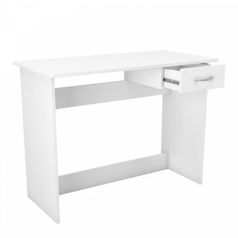 DANSMAMAISON Bureau 1 Tiroir Blanc - OSCAR - L 100 X L 50 X H 76.5 Cm - Blanc 5 DANSMAMAISON Bureau 1 Tiroir Blanc - OSCAR - L 100 X L 50 X H 76.5 Cm - Blanc – Image 3