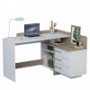 DANSMAMAISON Bureau D'angles 3 Tiroirs Blanc/Chêne - ALES - L 129 X L 105 X H 83 Cm - Blanc -France Bureau Soldes 2022 45792690 1