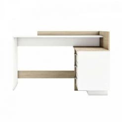 DANSMAMAISON Bureau D'angles 3 Tiroirs Blanc/Chêne - ALES - L 129 X L 105 X H 83 Cm - Blanc -France Bureau Soldes 2022 45792690 3