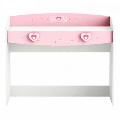 DANSMAMAISON Bureau 1 Tiroir Blanc/Rose - FIONA - L 110 X L 50 X H 91 Cm - Rose