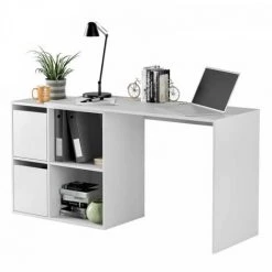DANSMAMAISON Bureau D'angles 2 Portes + 2 Niches Blanc - DAPATA - L 152 X L 49 X H 74 Cm - Blanc -France Bureau Soldes 2022 45792716 3