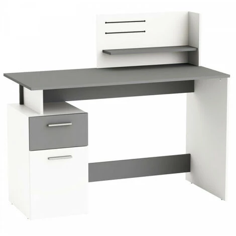 DANSMAMAISON Bureau 1 Porte 1 Tiroir Gris/Blanc - VOLTAIRE - L 121 X L 55 X H 110 Cm - Gris 4 DANSMAMAISON Bureau 1 Porte 1 Tiroir Gris/Blanc - VOLTAIRE - L 121 X L 55 X H 110 Cm - Gris – Image 2