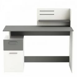 DANSMAMAISON Bureau 1 Porte 1 Tiroir Gris/Blanc - VOLTAIRE - L 121 X L 55 X H 110 Cm - Gris 9 DANSMAMAISON Bureau 1 Porte 1 Tiroir Gris/Blanc - VOLTAIRE - L 121 X L 55 X H 110 Cm - Gris -France Bureau Soldes 2022 45792788 3