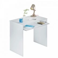 DANSMAMAISON Bureau Avec Tablette Coulissante Blanc - DESKOU - L 90 X L 54 X H 79 Cm - Blanc 8 DANSMAMAISON Bureau Avec Tablette Coulissante Blanc - DESKOU - L 90 X L 54 X H 79 Cm - Blanc -France Bureau Soldes 2022 45792923 3