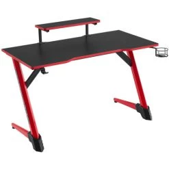 LOLAHOME Bureau Métal Noir Et Rouge Et MDF 120x60x73 Cm -France Bureau Soldes 2022 45801299 2