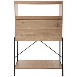 Bureau De Secrétaire En Métal Et Frêne Coloris Beige - Longueur 84 X Profondeur 74 X Hauteur 146 Cm -PEGANE- -France Bureau Soldes 2022 45838442 3
