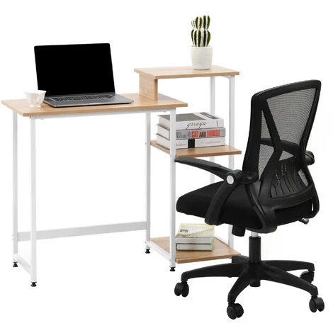 ORGANNICE Bureau Ordinateur Bureau Pc Table De Travail Pour Bureau Salon école, Cadre En Métal - Naturel 5 ORGANNICE Bureau Ordinateur Bureau Pc Table De Travail Pour Bureau Salon école, Cadre En Métal - Naturel – Image 3