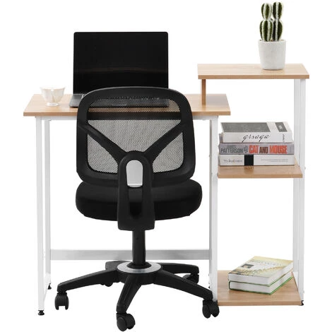 ORGANNICE Bureau Ordinateur Bureau Pc Table De Travail Pour Bureau Salon école, Cadre En Métal - Naturel 6 ORGANNICE Bureau Ordinateur Bureau Pc Table De Travail Pour Bureau Salon école, Cadre En Métal - Naturel – Image 4