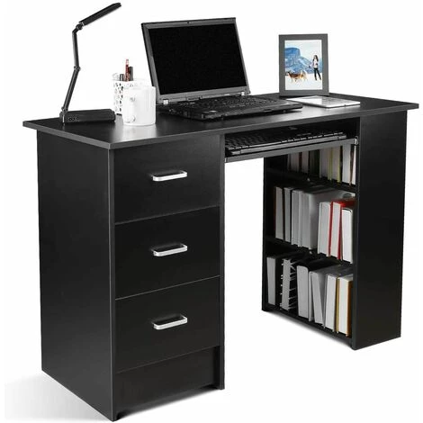 AICOK Bureau D'ordinateur Bureau à 3 Tiroirs Ordinateur Portable PC Dressing Écriture Table D'étude Poste De Travail 3 AICOK Bureau D'ordinateur Bureau à 3 Tiroirs Ordinateur Portable PC Dressing Écriture Table D'étude Poste De Travail