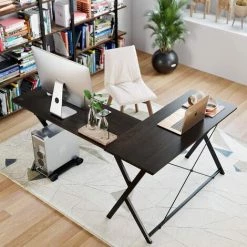 AICOK Bureau Table D’Angle Bureau D’Ordinateur En Forme De L Avec Support De CPU Table Informatique En Bois Et Métal Pour Bureau Chambre D’étude Salon 158x120x72cm Noir -France Bureau Soldes 2022 46223153 4