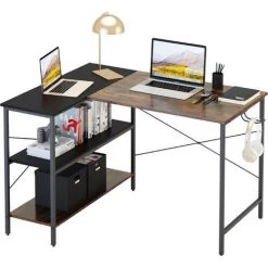 ORGANNICE Bureau En L Bureau D'ordinateur Avec Espace De Rangement à Trois Niveaux - Brun -France Bureau Soldes 2022 46225574 4