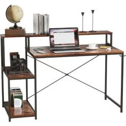 ORGANNICE Bureau D'ordinateur Avec étagère Pour Bureau à Domicile (brun Rustique) - Brun 11 ORGANNICE Bureau D'ordinateur Avec étagère Pour Bureau à Domicile (brun Rustique) - Brun -France Bureau Soldes 2022 46225587 5