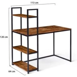 IDMARKET Bureau Bibliothèque DAYTON Plateau Effet Vieilli Design Industriel -France Bureau Soldes 2022 46360167 5