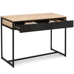 IDMARKET Bureau 1 Tiroir Noir BOSTON Design Industriel -France Bureau Soldes 2022 46454662 5