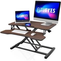 FITUEYES Bureau Assis Debout Petit Brun 32''/80cm SD308002WE