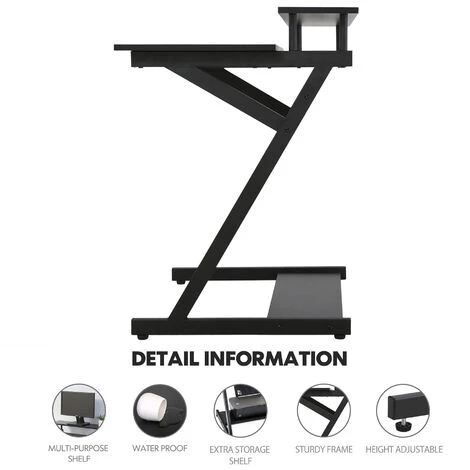 FITUEYES Bureau D'Ordinateur Avec Clavier Bois Noir Table D'écriture En Forme De Z Poste De Travail 70x60x84cm Noir CD307001WB 5 FITUEYES Bureau D'Ordinateur Avec Clavier Bois Noir Table D'écriture En Forme De Z Poste De Travail 70x60x84cm Noir CD307001WB – Image 3