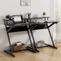 FITUEYES Bureau D'Ordinateur Avec Clavier Bois Noir Table D'écriture En Forme De Z Poste De Travail 70x60x84cm Noir CD307001WB 10 FITUEYES Bureau D'Ordinateur Avec Clavier Bois Noir Table D'écriture En Forme De Z Poste De Travail 70x60x84cm Noir CD307001WB -France Bureau Soldes 2022 46488453 4