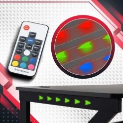 CLP Table Gaming LED Lewiston Avec Cadre Et Pieds En Tubes D'acier Rouge -France Bureau Soldes 2022 46560951 4