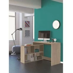 AUTRES NAGANO Bureau D'angle Contemporain Décor Chene Shannon - L 112 Cm -France Bureau Soldes 2022 46623583 2