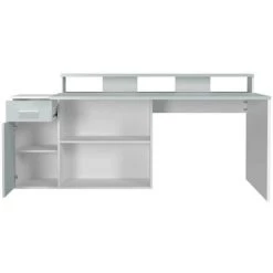 LES TENDANCES Bureau 1 Porte 1 Tiroir Mélaminé Blanc Et Gris Gamer -France Bureau Soldes 2022 46926998 3