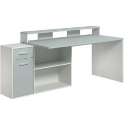 LES TENDANCES Bureau 1 Porte 1 Tiroir Mélaminé Blanc Et Gris Gamer -France Bureau Soldes 2022 46926998 5
