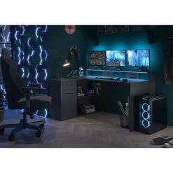 LES TENDANCES Bureau 1 Porte 1 Tiroir Mélaminé Gris Mat Gamer -France Bureau Soldes 2022 46927000 4